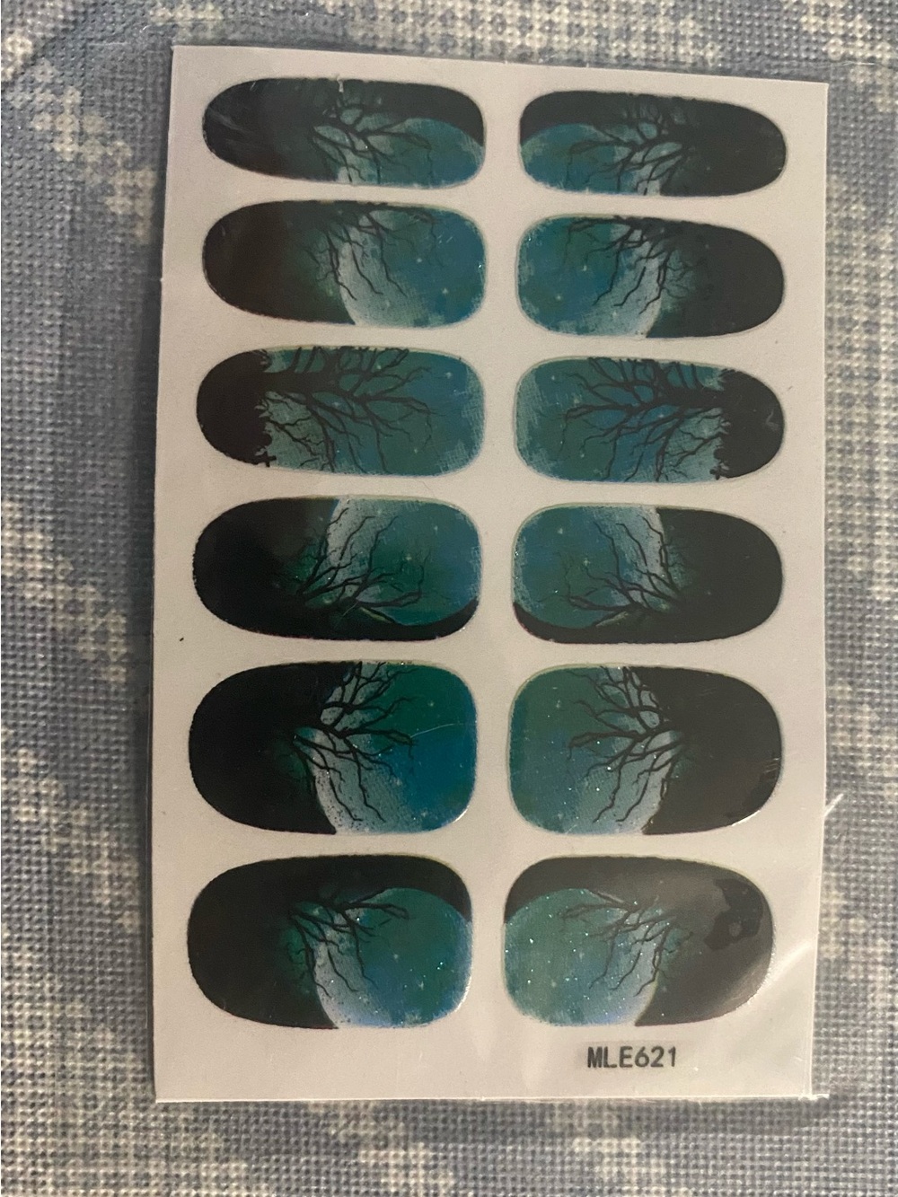 Blue Green Tree Nail Wraps – Peel & Stick Nail Art